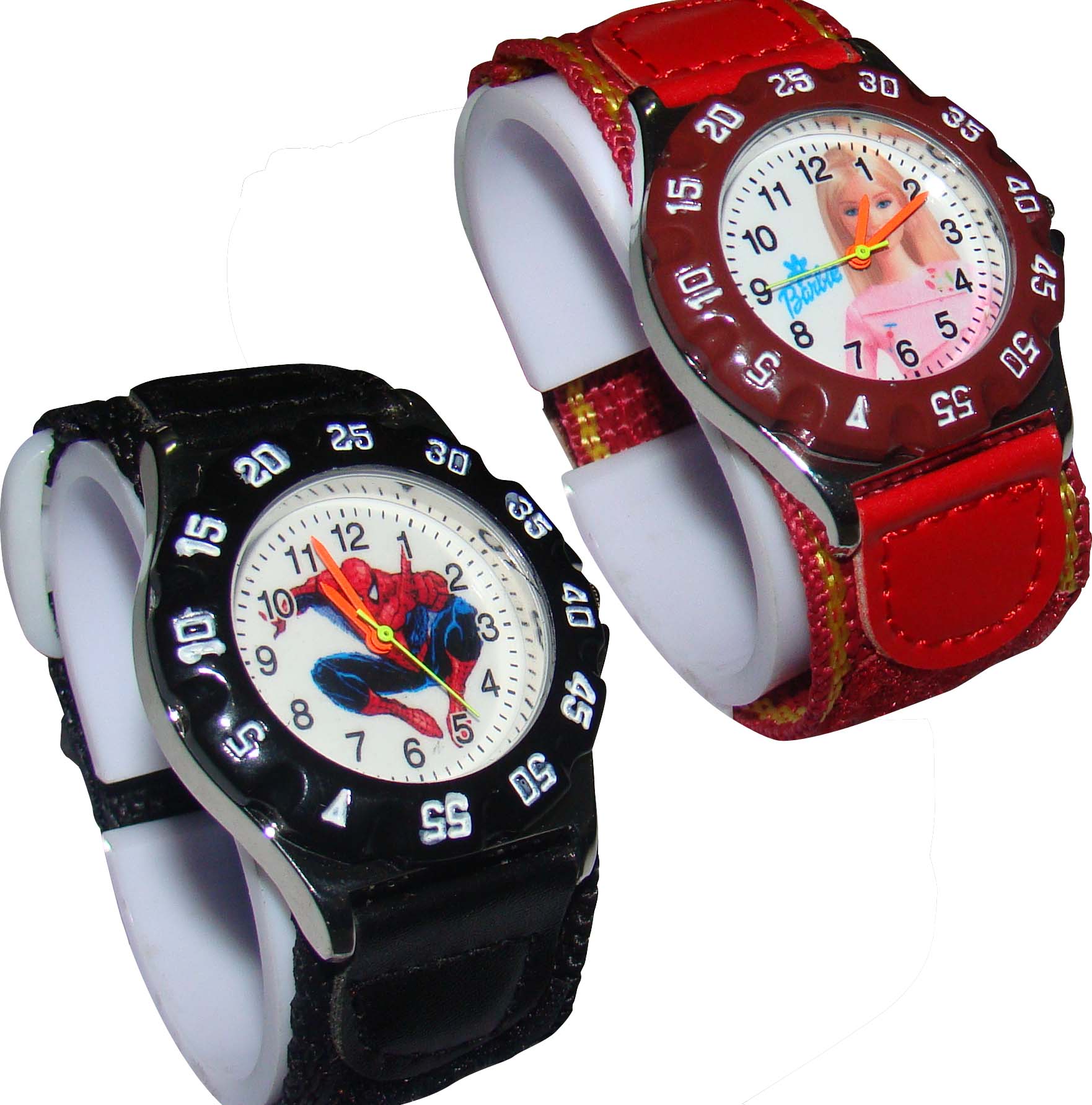 01.jpg Pack of 2 - Cartoon Magic Strap Watch For Kids - Black & Red - Image 1