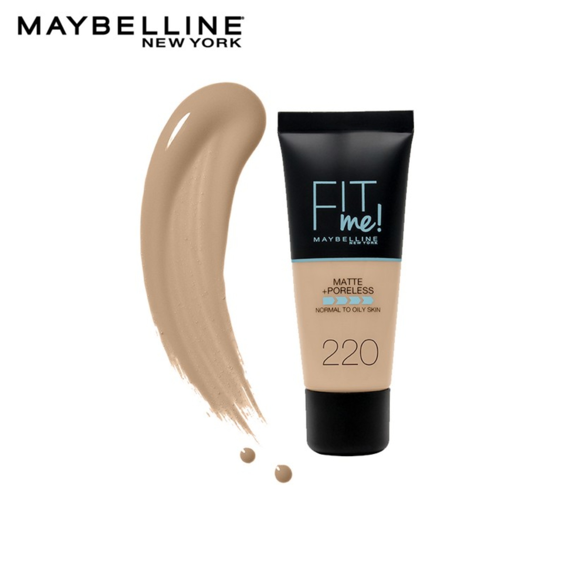 785fc4feacdf582c0fe9d185444b02f2.jpg Maybelline Fit Me Liquid Foundation Matte & Pore less - 220 Natural Beige - Image 1