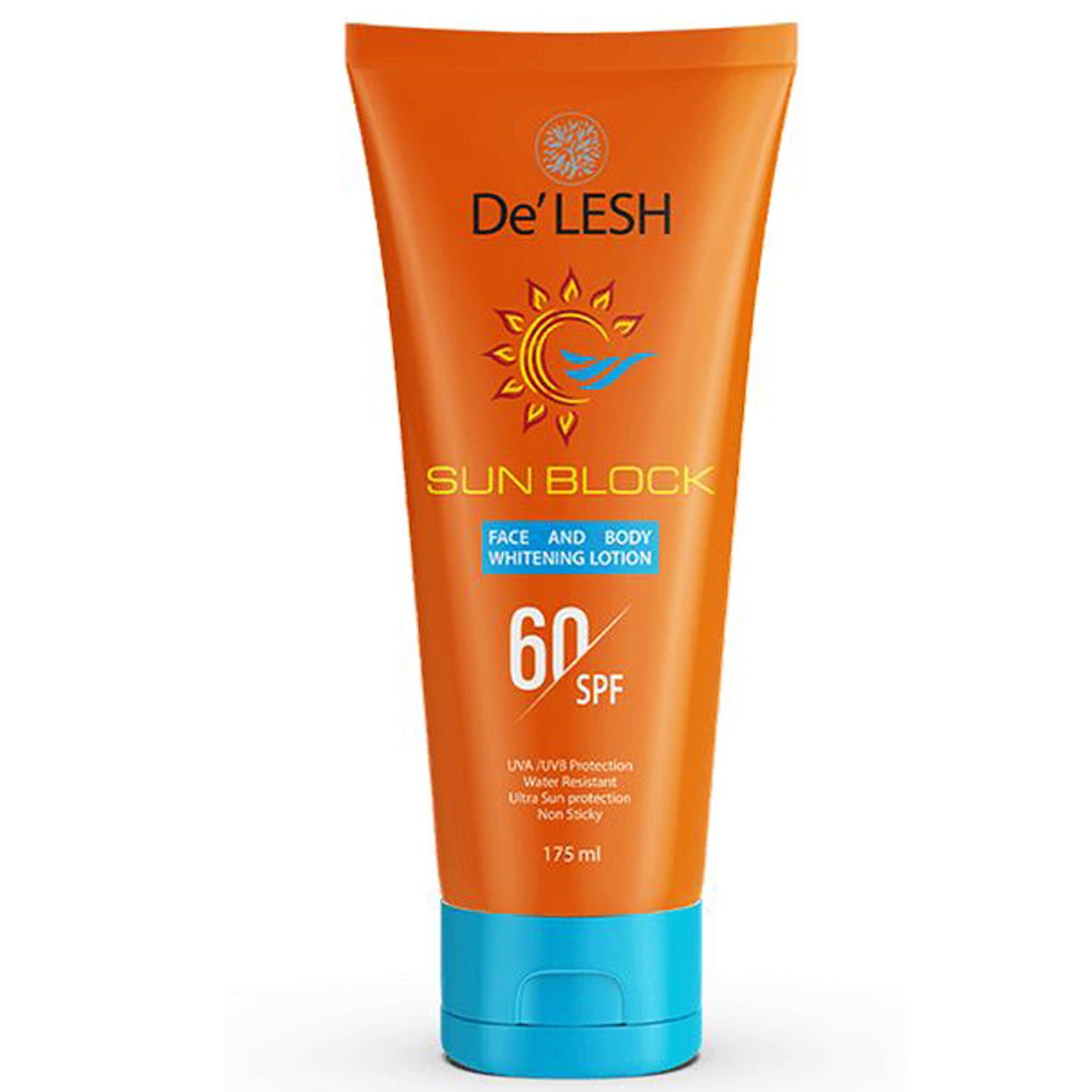 Delesh-Sun-Block-60-SPF-175ml.jpg De’Lesh Sun Block SPF 60 Lotion For Unisex – 175 ml - Image 1
