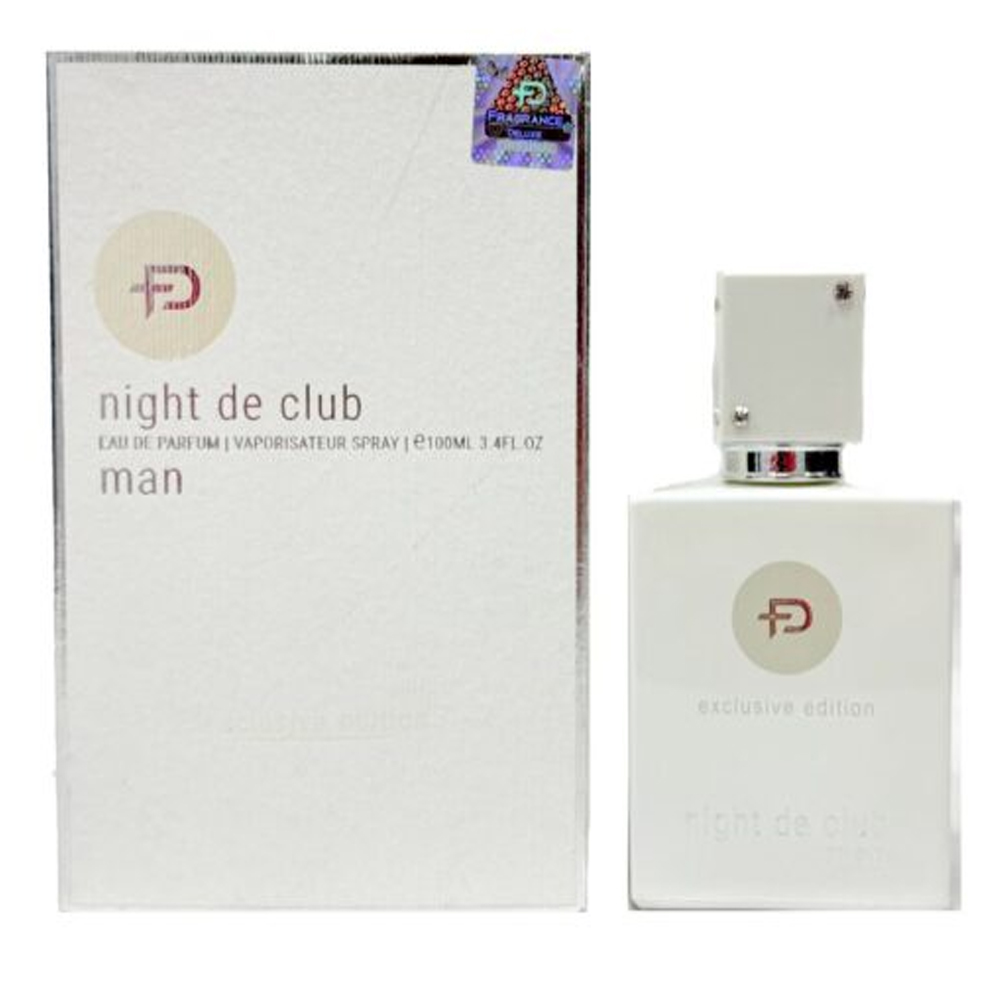 FD-Night-de-Club-White.jpg Fragrance Deluxe Night de Club Perfume White For Men – 100ml - Image 1