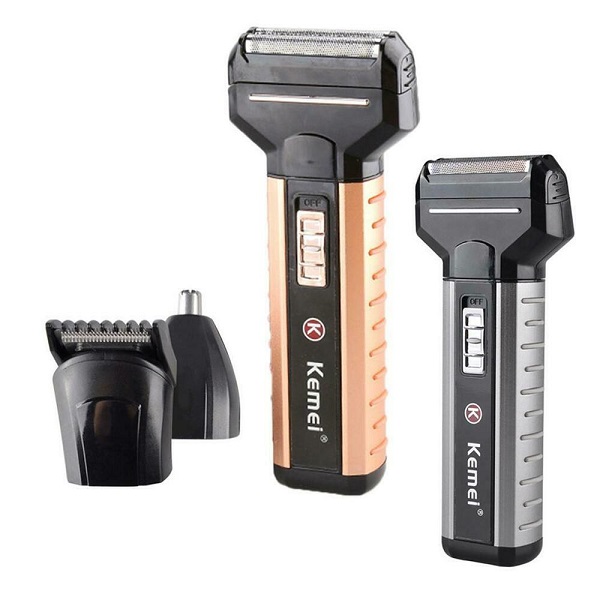 KM-1120.jpg KM-1120 Rechargeable 3 in 1 Double Head Shaver – Nose & Beard Trimmer - Image 1