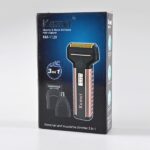 KM-1120 Rechargeable 3 in 1 Double Head Shaver – Nose & Beard Trimmer - Image 2