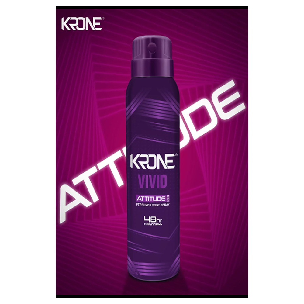 Krone-Attitude-Vivid.jpg Krone Attitude Vivid Perfumed Body Spray For Men – 150 ml - Image 1