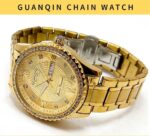 Quanqin Golden Chain Analog Wrist Watch For Men – Golden - Image 2