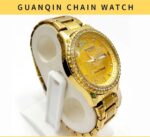 Quanqin Golden Chain Analog Wrist Watch For Men – Golden - Image 3